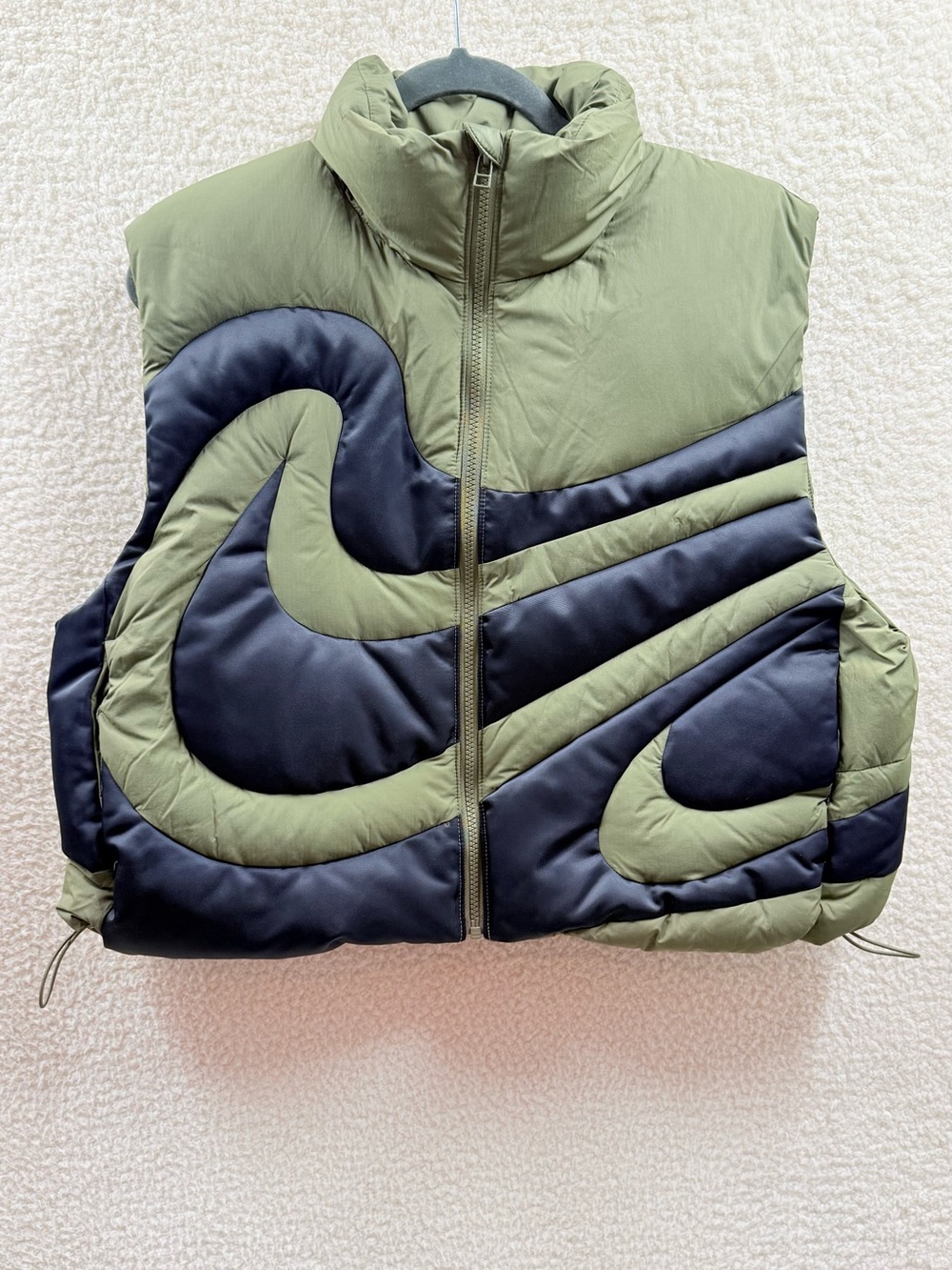 Nike Sportswear Swoosh Series Oversized Down Vest,Olive/Black Size XS and Size S
